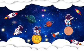 卡通宇航员背景墙