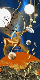 轻奢发财鹿玄关