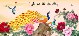 孔雀牡丹图