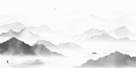 激光镂空水墨山水画半调挂网