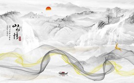 意境客厅灰色山水 TIF分层图