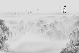 简约山水背景墙