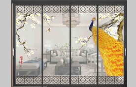 高清分层透明底推拉门打印图