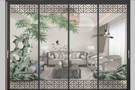 高清分层透明底推拉门打印图