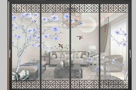 高清分层透明底推拉门打印图