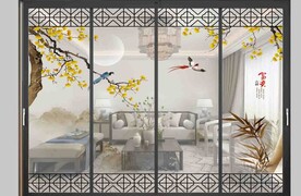 高清分层透明底推拉门打印图