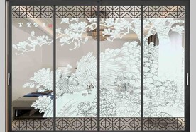 高清分层透明底推拉门打印图