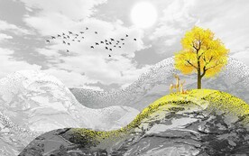 中式山水画背景墙图片