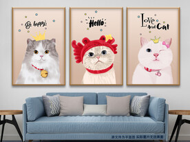 萌宠猫咪狗狗三联画