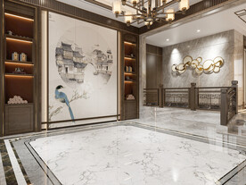 中式客厅空场景室内设计