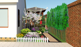 别墅小花园过道设计景观绿化