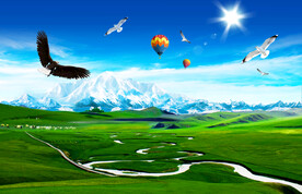 蓝天白云雪山草原