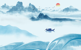 新中式山水背景墙