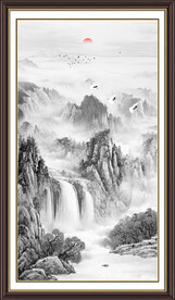 竖幅水墨画