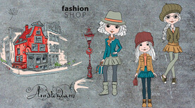 个性卡通服装店背景墙