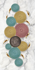 轻奢装饰画 大理石纹 圆圈金鱼