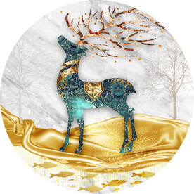 轻奢装饰画 飘带 麋鹿