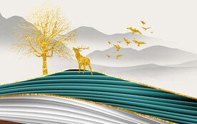 轻奢装饰画 山水麋鹿