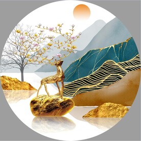 轻奢装饰画 山水麋鹿