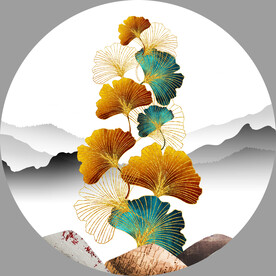 轻奢装饰画 山水画 杏叶