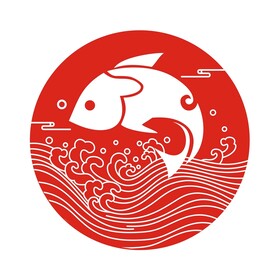 矢量中式中国风金鱼浪花祥云水纹