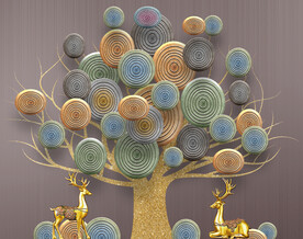 轻奢装饰画 轮盘树 麋鹿