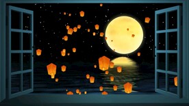 中秋月亮孔明灯背景