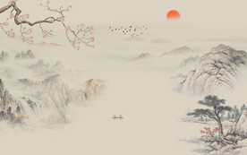 新中式花鸟画背景墙