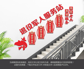 退役军人服务站楼梯文化墙