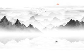 抽象山水画背景墙