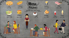 汉堡披萨背景墙