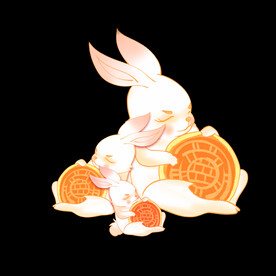 原创中秋节兔子元素