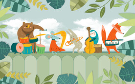 可爱卡通森林小动物儿童房背景墙