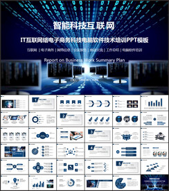 蓝色AI智能科技总结商务PPT