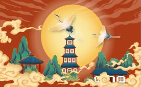 国风潮山水风景背景墙壁画