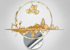 轻奢装饰画 山水麋鹿