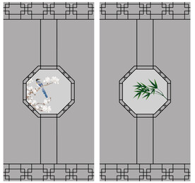 高清分层透明底平开门打印图