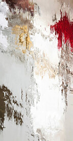 灰红抽象色块笔触拼接油画玄关