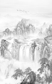 意境 别墅中式灰色山水 tif