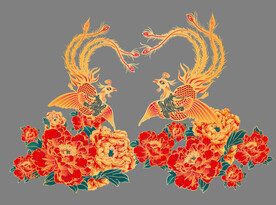 牡丹花凤凰背景