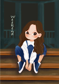 街拍卡通女孩 插画