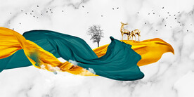 装饰画 飘带 麋鹿