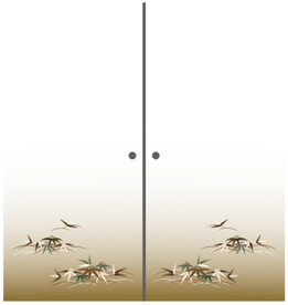 竹叶插画移门画面