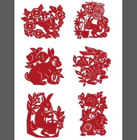 兔子兔年剪纸纹样