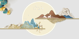 轻奢装饰画 光影立体画 麋鹿