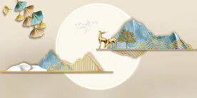 轻奢装饰画 光影立体画 麋鹿