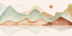 轻奢装饰画 水彩山水画 莫兰迪