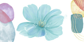 轻奢装饰画 蓝色花朵 三联画