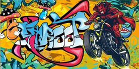 嘻哈小子街头涂鸦背景墙