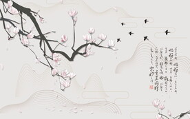 花鸟工笔画背景墙
